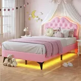 BTHFST Girls LED Twin Bed Frame, pink, product photo