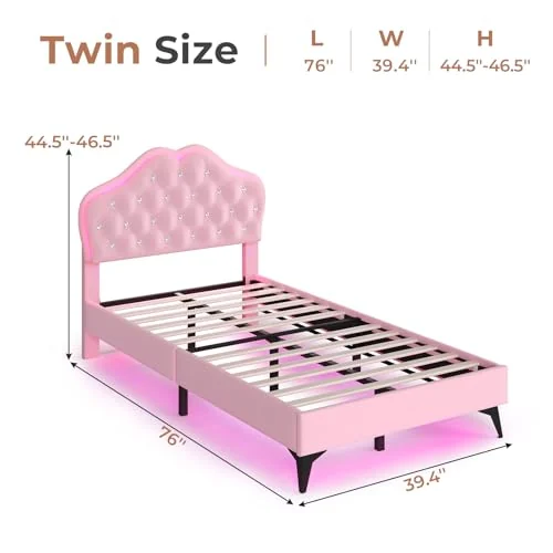 BTHFST Girls LED Twin Bed Frame, photograph 2 of 8 published for this piece