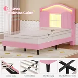 BTHFST Girls LED Twin Size Bed Frame with Upholstered, photograph 7 of 8 published for this piece