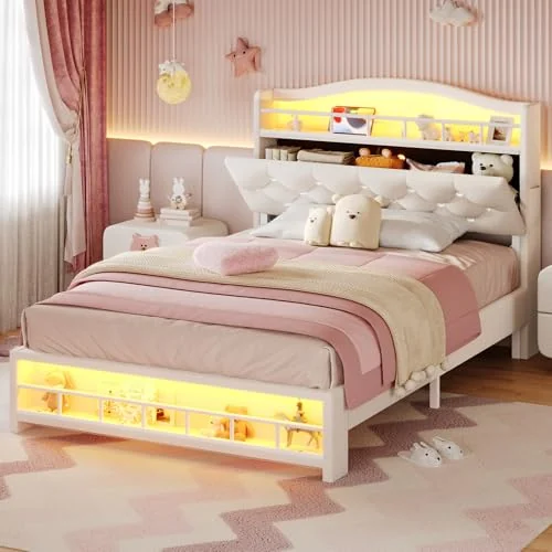 BTHFST Girls Twin Bed Frame, beige, product photo