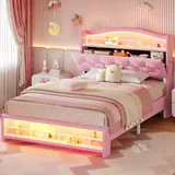 BTHFST Girls Twin Bed Frame, pink, product photo