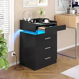 BTHFST Large Nightstand with Charging Station and LED Lights, photograph 7 of 7 published for this piece