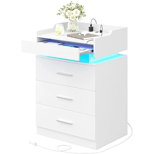 BTHFST Large Nightstand with Charging Station and LED Lights, photograph 3 of 8 published for this piece