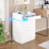 BTHFST Large Nightstand with Charging Station and LED Lights, photograph 7 of 8 published for this piece