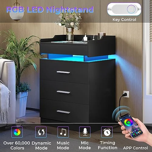 BTHFST LED Nightstand Set of 2, photograph 4 of 7 published for this piece