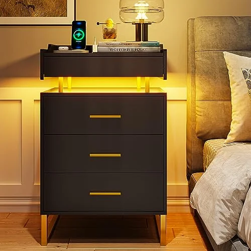 BTHFST LED Nightstand Set of 2 with Charging Station, photograph 3 of 8 published for this piece