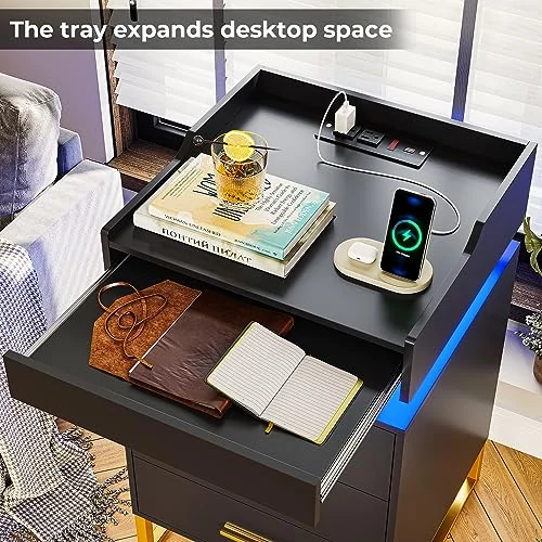 BTHFST LED Nightstand with Charging Station, photograph 4 of 8 published for this piece