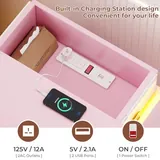 BTHFST LED Pink Nightstands Set of 2 with Charging, photograph 3 of 7 published for this piece