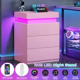 BTHFST LED Pink Nightstands Set of 2 with Charging, photograph 4 of 7 published for this piece