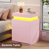 BTHFST LED Pink Nightstands Set of 2 with Charging, photograph 6 of 7 published for this piece