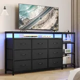 BTHFST LED TV Stand Dresser for Bedroom, black, product photo