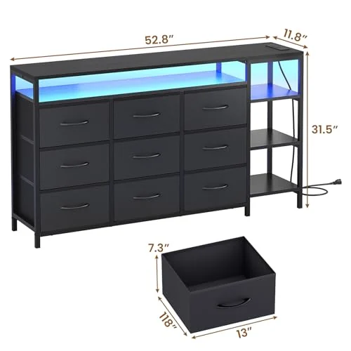 BTHFST LED TV Stand Dresser for Bedroom, photograph 2 of 7 published for this piece
