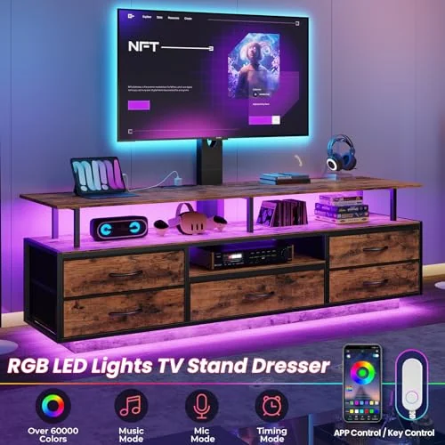 BTHFST LED TV Stand with Mount for Living Room, photograph 2 of 8 published for this piece
