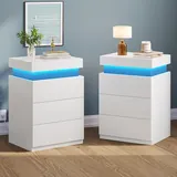 BTHFST LED White Nightstand Set of 2, white, product photo