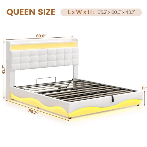 BTHFST Lift Up Queen Size Bed Frame with Storage, photograph 2 of 8 published for this piece