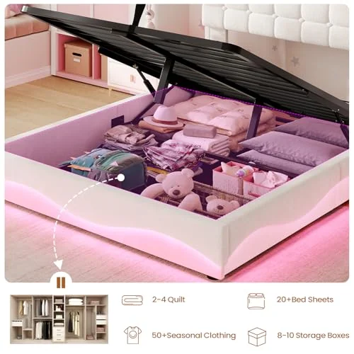 BTHFST Lift Up Twin Bed Frame with Storage Headboard, photograph 3 of 8 published for this piece