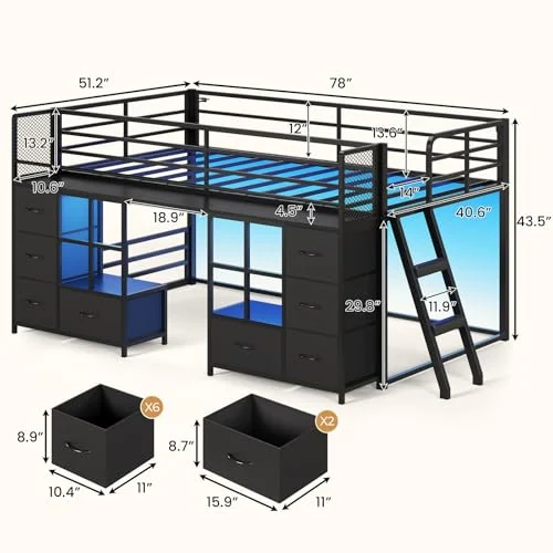 BTHFST Low Bunk Bed Twin Over Twin with 8, photograph 2 of 9 published for this piece