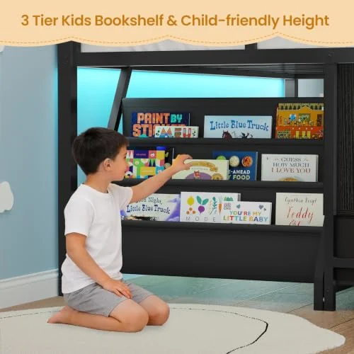 BTHFST Low LED Loft Bed Twin Size with Storage, photograph 5 of 8 published for this piece