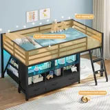 BTHFST Low LED Loft Bed Twin Size with Storage, photograph 6 of 8 published for this piece