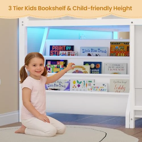 BTHFST Low LED Loft Bed Twin Size with Storage, photograph 5 of 8 published for this piece