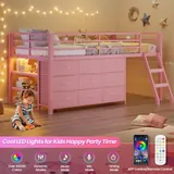 BTHFST Low Loft Bed Twin Size with 9 Storage, photograph 4 of 9 published for this piece