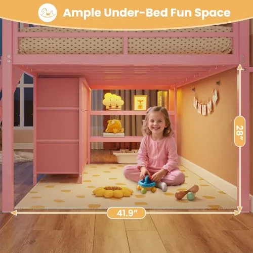 BTHFST Low Loft Bed Twin Size with 9 Storage, photograph 6 of 9 published for this piece