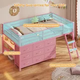 BTHFST Low Loft Bed Twin Size with 9 Storage, photograph 7 of 9 published for this piece