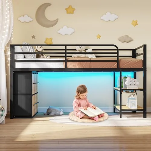 BTHFST Low Loft Bed Twin Size with 6 Storage, photograph 3 of 8 published for this piece