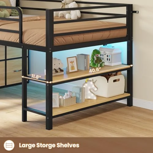 BTHFST Low Loft Bed Twin Size with 6 Storage, photograph 6 of 8 published for this piece