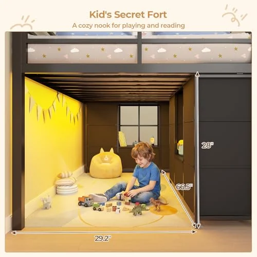 BTHFST Low Loft Bed Twin Size with 14 Storage, photograph 4 of 9 published for this piece