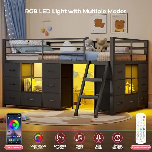BTHFST Low Loft Bed Twin Size with 14 Storage, photograph 5 of 9 published for this piece