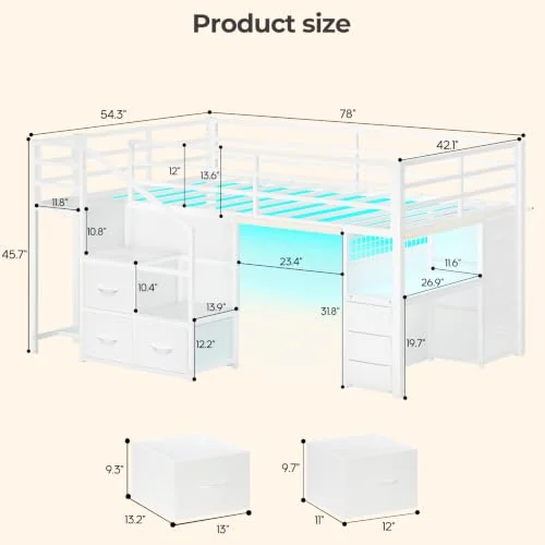 BTHFST Low Loft Bed Twin Size with Stairs, photograph 2 of 9 published for this piece