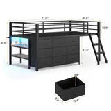 BTHFST Low Loft Bed Twin Size with 9 Storage, photograph 2 of 8 published for this piece