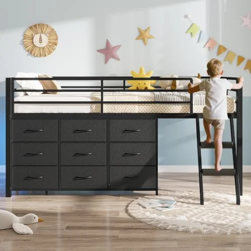 BTHFST Low Loft Bed Twin Size with 9 Storage, photograph 3 of 8 published for this piece
