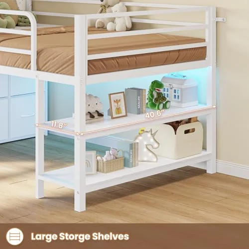 BTHFST Low Loft Bed Twin Size with 6 Storage, photograph 6 of 8 published for this piece