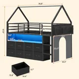 BTHFST Low Loft Bed Twin Size with 8 Storage, photograph 2 of 8 published for this piece