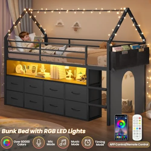 BTHFST Low Loft Bed Twin Size with 8 Storage, photograph 4 of 8 published for this piece
