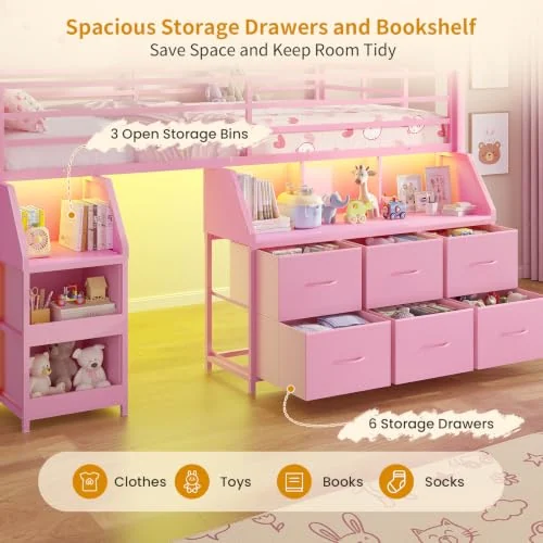 BTHFST Low Loft Bed Twin Size with Storage, photograph 3 of 9 published for this piece