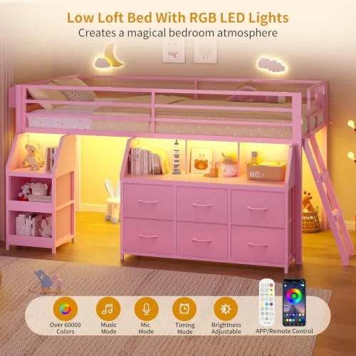 BTHFST Low Loft Bed Twin Size with Storage, photograph 4 of 9 published for this piece