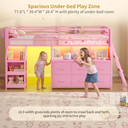 BTHFST Low Loft Bed Twin Size with Storage, photograph 5 of 9 published for this piece