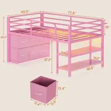 BTHFST Low Loft Bed Twin Size with 6 Storage, photograph 2 of 8 published for this piece
