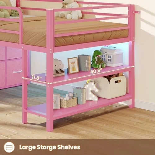 BTHFST Low Loft Bed Twin Size with 6 Storage, photograph 6 of 8 published for this piece