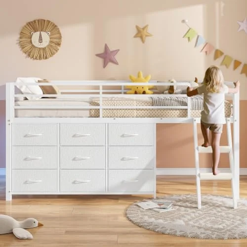 BTHFST Low Loft Bed Twin Size with 9 Storage, photograph 3 of 8 published for this piece