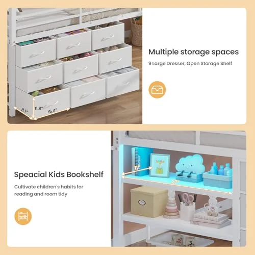 BTHFST Low Loft Bed Twin Size with 9 Storage, photograph 4 of 8 published for this piece