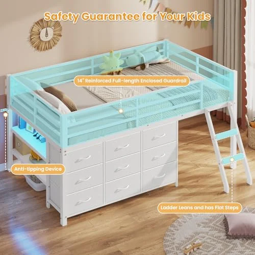 BTHFST Low Loft Bed Twin Size with 9 Storage, photograph 6 of 8 published for this piece