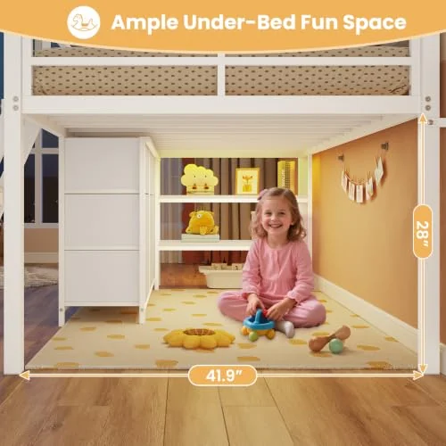 BTHFST Low Loft Bed Twin Size with 9 Storage, photograph 7 of 8 published for this piece