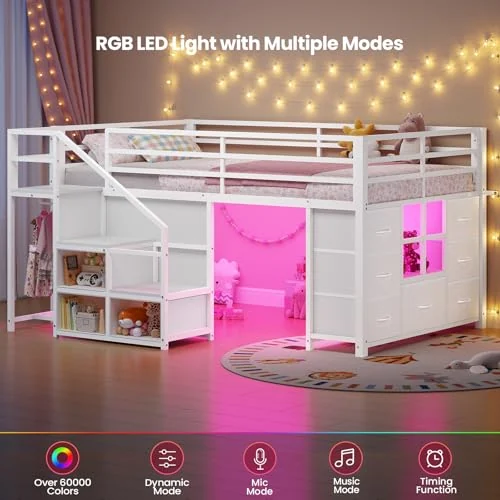 BTHFST Low Loft Bed Twin Size with Stairs, photograph 5 of 9 published for this piece