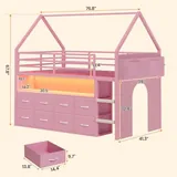 BTHFST Low Loft Bed Twin Size with 8 Storage, photograph 2 of 8 published for this piece
