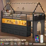 BTHFST Low Loft Bed Twin Size with 8 Storage, photograph 4 of 8 published for this piece