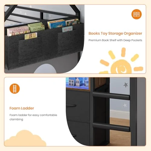 BTHFST Low Loft Bed Twin Size with 8 Storage, photograph 7 of 8 published for this piece